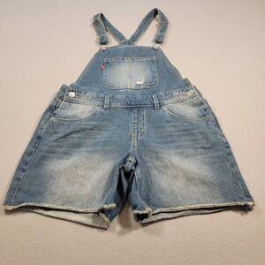 Levi's‎ Juniors Girls Denim Overalls Shorts Size 16 Reg Distressed Blue Jean